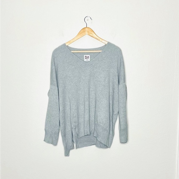 Planet by Lauren G Sweaters - Planet by Lauren G Gray Pima Cotton & Modal Oversized Sweater